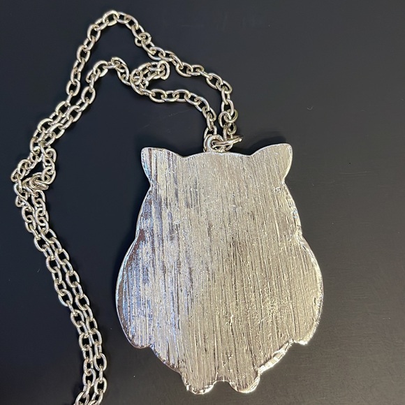 Owl Necklace & Earrings Set Owl Pendant Floral design - Picture 3 of 9